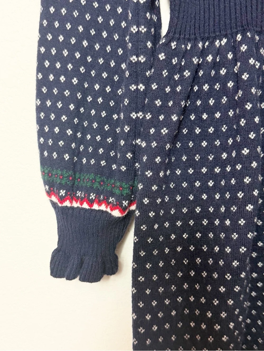 Janie and Jack Festive Fair Isle Holiday Dress Navy Girls Size 6